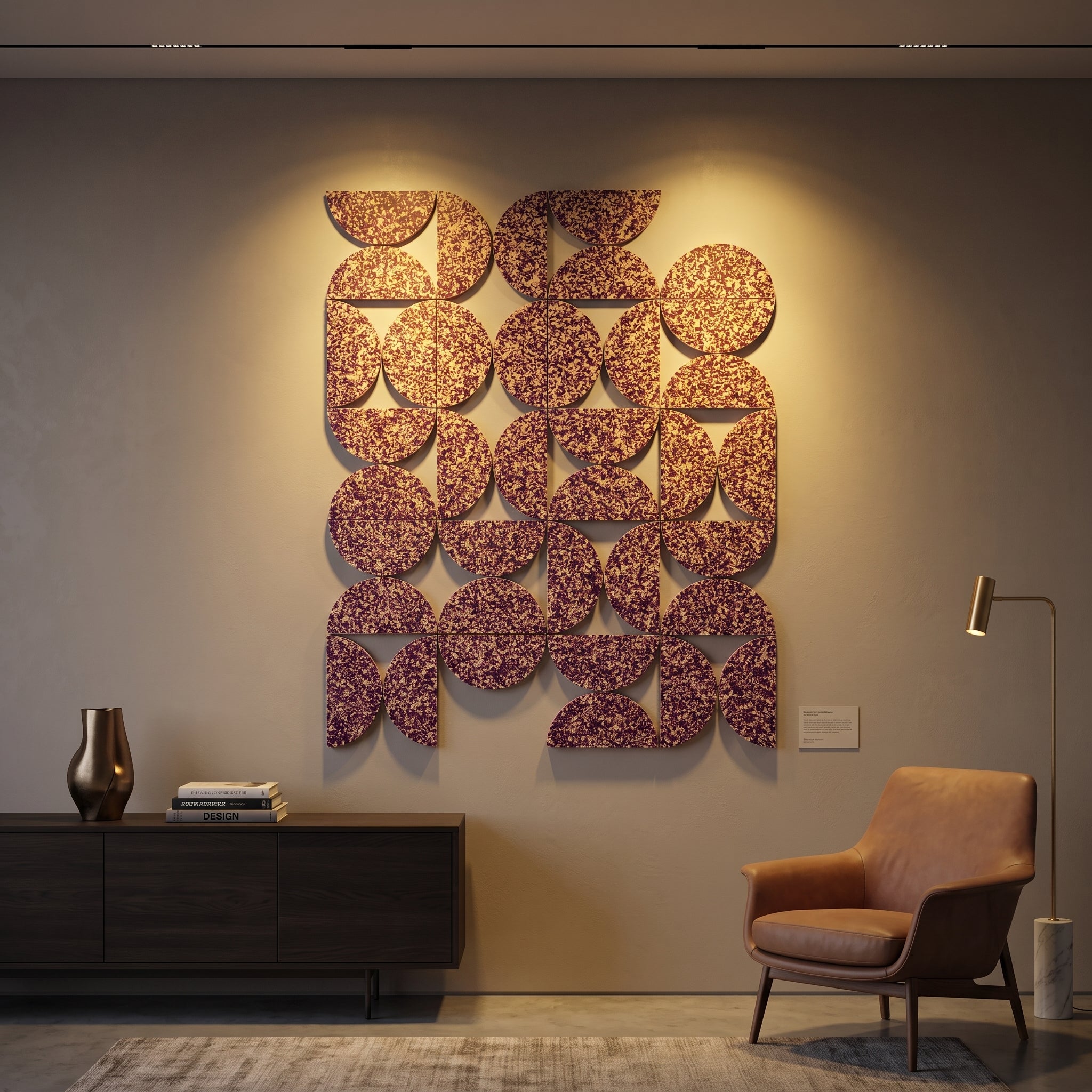 Painel decorativo modular aplicado à parede