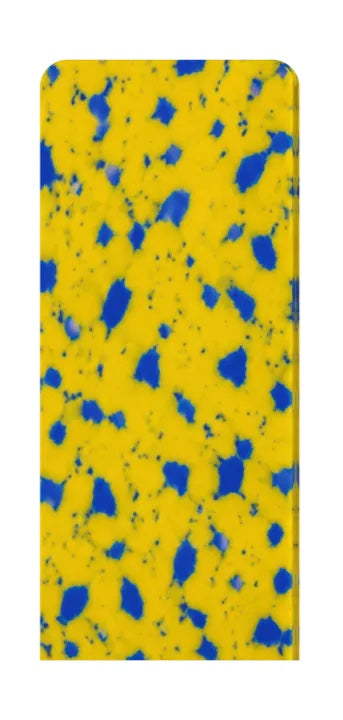 Placa com 60% amarelo e 40% azul