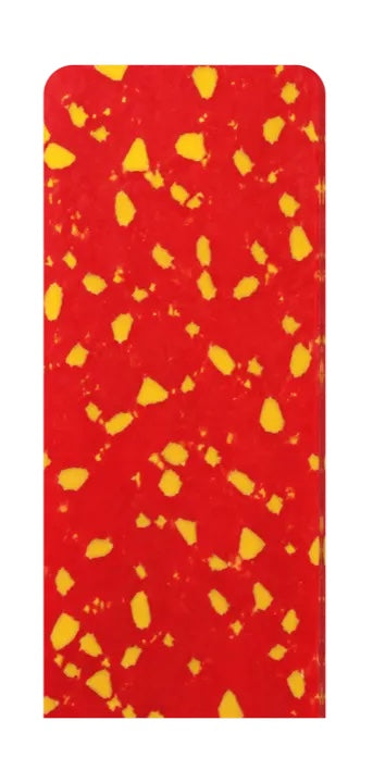 Placa com 65% vermelho e 35% amarelo