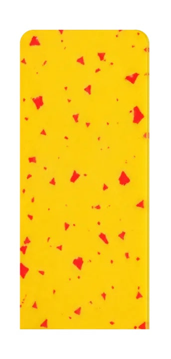 Placa com 70% amarelo e 30% vermelho